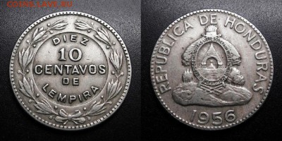 МОНЕТЫ МИРА 05-19 - Гондурас – 10 сентаво (1956) медь-ник. (XF) У1