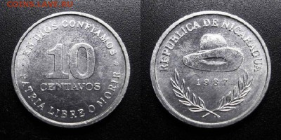 МОНЕТЫ МИРА 05-19 - Никарагуа – 10 сентаво (1987) «Шляпа» алюм. (XF) У1