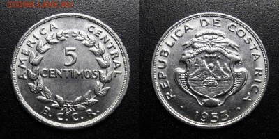 МОНЕТЫ МИРА 05-19 - Коста-Рика – 5 сентимо (1953) медь-ник. (UNC) У1