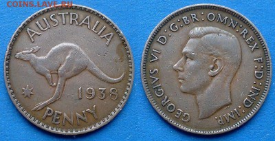 Австралия - 1 пенни (Кенгуру) 1938 годв до 20.05 - Австралия 1 пенни 1938