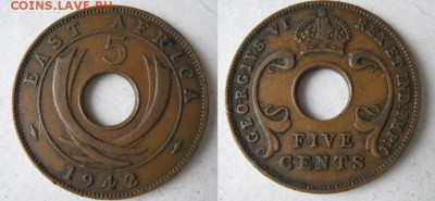 Брит Вост Африка 5 центов 1942  до 20-05-19 в 22:00 - 5 18 Брит вост Африка 5 цент 1942    0793