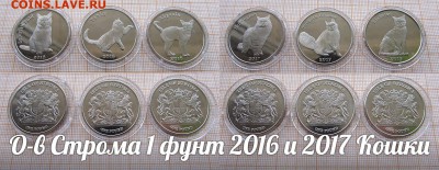 Остров Строма 1 фунт 2016 и 2017 Кошки(6шт). До 20.05.в 22 - 1