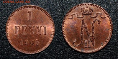 ФИНЛЯНДИЯ 1 пенни 1903. БОЛЬШАЯ 3. Отличная. КРАСНАЯ. 20.05. - 125133839