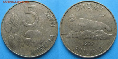 Финляндия 5 марок 1993  до 22-05-19 в 22:00 - Финляндия 5 марок 1993 м    166-Н2-3512