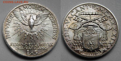 Ватикан 5 и 10 лир 1939 г. Оценка. - Italy_Ватикан_5лир_1939_Sede
