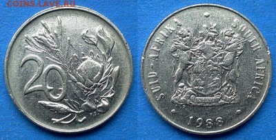 ЮАР - 20 центов 1988 года до 24.05 - ЮАР 20 центов 1988