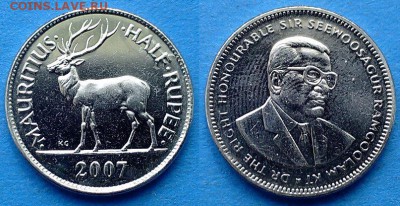 Олень) до 24.05 - Маврикий 0.5 рупии 2007