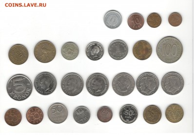 Иностранные монеты, 150 штук, 40 стран - ФИКС цены. - Подборка иностранных, скан Б, сторона 1