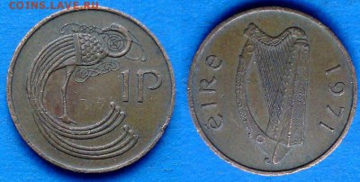 Ирландия - 1 пенни 1971 года до 26.05 - Ирландия 1 пенни 1971