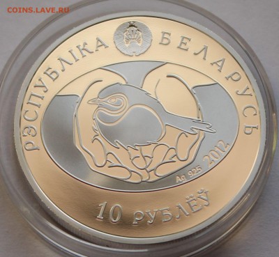 Беларусь 10 руб. 2012, Черный стриж, Ag,925, вес-16,81 - 9