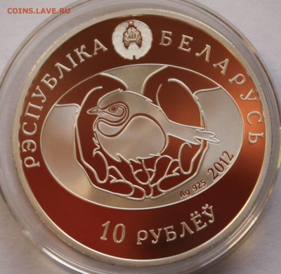Беларусь 10 руб. 2012, Черный стриж, Ag,925, вес-16,81 - 8