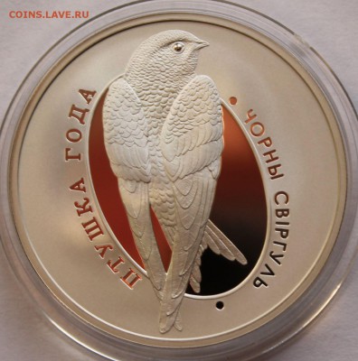 Беларусь 10 руб. 2012, Черный стриж, Ag,925, вес-16,81 - 4