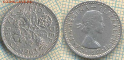 Великобритания 6 пенсов 1963 г.,до 26.05.2019 г. 22.00 по Мо - Великобритания 6 пенсов 1963  3975