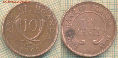 Уганда 10 центов 1968 г., до 27.05.2019 г. 22.00 по Москве - Уганда 10 центов 1968  5950