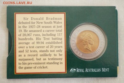 Австралия 5$ долларов 1996 Дональд Брэдмен Крикет - bimetall_avstralija_5_dollarov_1996_donald_bredmen_kriket_blister