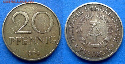 Германия (ГДР) - 20 пфеннигов 1969 года до 28.05 - Германия ГДР 20 пфеннигов 1969
