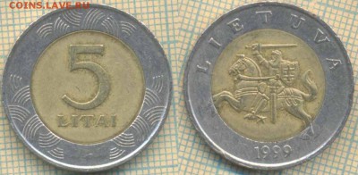 Литва 5 лит 1999 г., до 29.05.2019 г. 22.00 по Москве - Литва 5 лит 1999  6037