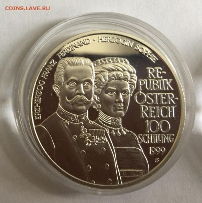 Австрия 100 шиллингов 1999 г. Герцог Франц Фердинанд и София - IMG_7375
