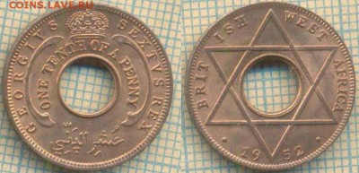 10 пенни 1952 г., до 30.05.2019 г. 22.00 по - Брит Зап Африка 1десятая пенни 1952  6124