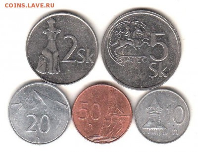 Монеты Словакии, 5 шт до 31.05 в 22.00 по мск - 25-1