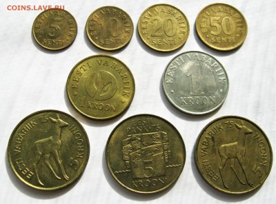 ЭСТОНИЯ 9 монет(5,10,20,50 сентов, 1,5 крон)1991-2008. 31.05 - 042.JPG