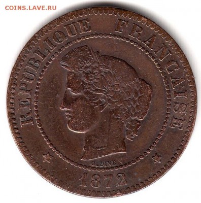 Франция 5 сантим 1872 до 31.05 в 22.00 по мск - 34-2