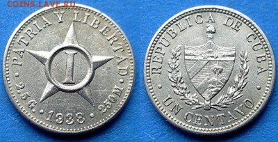 Куба - 1 сентаво 1938 года до 1.06 - Куба 1 сентаво 1938