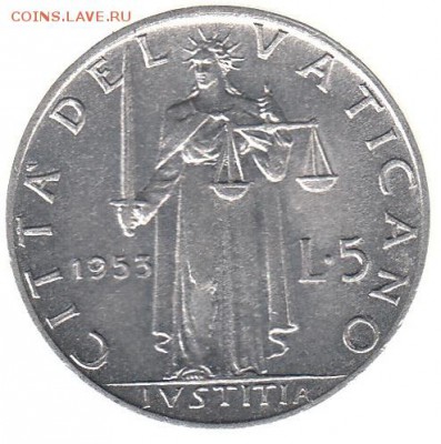 Ватикан 5 лир 1953 до 31.05 в 22.00 по мск - 89