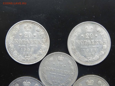 Лот серебра 15-20 копеек 1908-1916 5 шт. до 01.06 до 22.00 - DSC09850