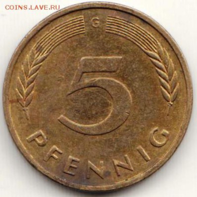 Германия 5 пфеннигов 1991 г. G до 24.00 02.06.19 г. - 043