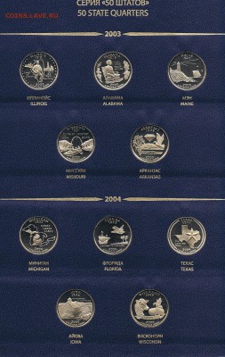 США набор 25 центов "Штаты" - (Пруф, двор S) 06.06.19 22:00 - USA_2003_2004_Revers