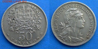 Португалия - 50 сентаво 1964 года (KM# 577) до 6.06 - Португалия 50 сентаво 1964
