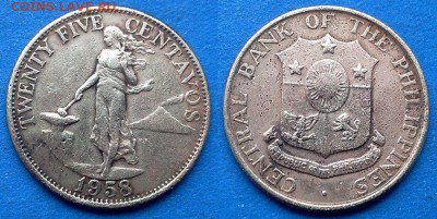 Филиппины - 25 сентаво 1958 года (Женщина) до 6.06 - Филиппины 25 сентаво 1958
