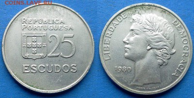 Португалия - 25 эскудо 1980 года до 6.06 - Португалия 25 эскудо 1980