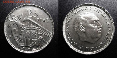 МОНЕТЫ МИРА 05-19 - Испания - 25 песет (1957(58))