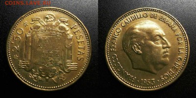 МОНЕТЫ МИРА 05-19 - Испания – 2,5 песеты (1953) №1