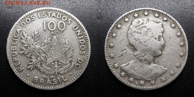 МОНЕТЫ МИРА 05-19 - Бразилия – 100 рейс (1901) медь-ник. №5
