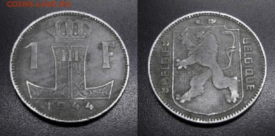 МОНЕТЫ МИРА 05-19 - Бельгия – 1 франк (1944) цинк №5-2