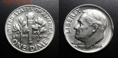 МОНЕТЫ МИРА 05-19 - США – 1 дайм (1966) «Франклин Рузвельт»