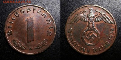 МОНЕТЫ МИРА 05-19 - Германия (3-й Рейх) – 1 рейхспфенниг (1938 А) бронза №4