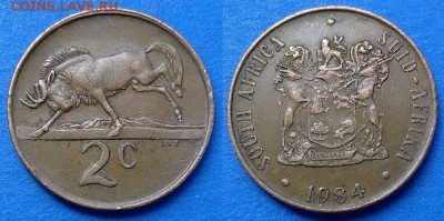 ЮАР - 2 цента 1984 года до 9.06 - ЮАР 2 цента 1984