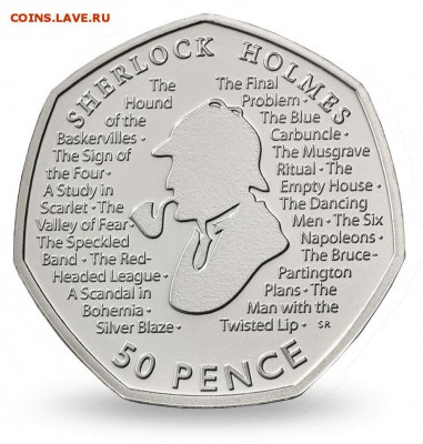 50 ПЕНСОВ 2019 ВЕЛИКОБРИТАНИЯ ШЕРЛОК ХОЛМС - 1