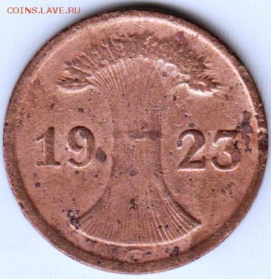 Германия 2 пфеннига 1923 г. G до 24.00 11.06.19 г. - 014