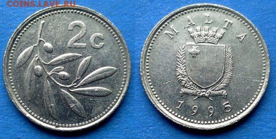 Мальта - 2 цента 1995 года до 11.06 - Мальта 2 цента 1995