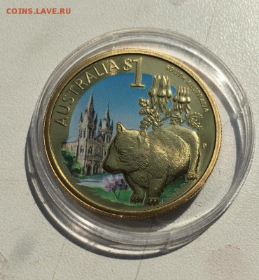 Австралия 1$ доллар 2009 Вомбат Штат Южная Австралия Животны - avstralija_1_dollar_2009_vombat_shtat_juzhnaja_avstralija_zhivotnye_fauna_emal (2)