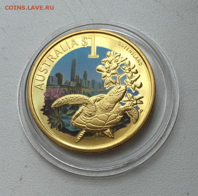 Австралия 1$ доллар 2009 Черепаха Штат Квинсленд - avstralija_1_dollar_2009_cherepakha_shtat_kvinslend_zhivotnye_fauna_emal