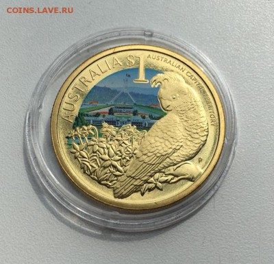 Австралия 1$ доллар 2009 Попугай Какаду фауна Животные - avstralija_1_dollar_2009_popugaj_kakadu_avstralijskaja_stolichnaja_territorija_zhivotnye_fauna_ptica