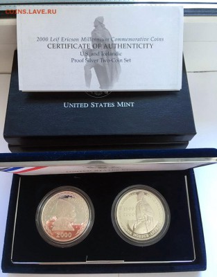 1 доллар США 2000 Лэйф Эрриксон+1000 крон Исландия.Ag.Proof. - IMG-20171112-WA0029