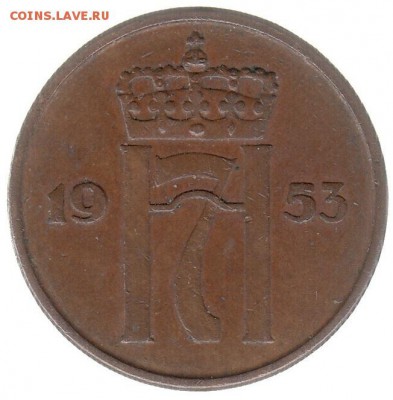 Норвегия 5 эре 1953 до 12.06 в 22.00 - 130-2