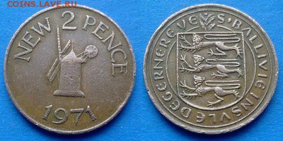 Гернси - 2 новых пенса 1971 года до 14.06 - Гернси 2 новых пенса 1971